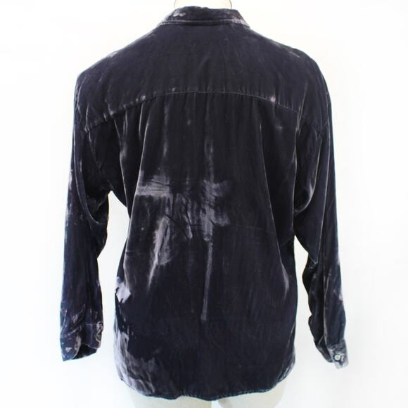 Jay Y. Ko Vtg Studio Rayon Velvet Navy Jacket Blouse Top Zip Collared Casual XL - Picture 6 of 8